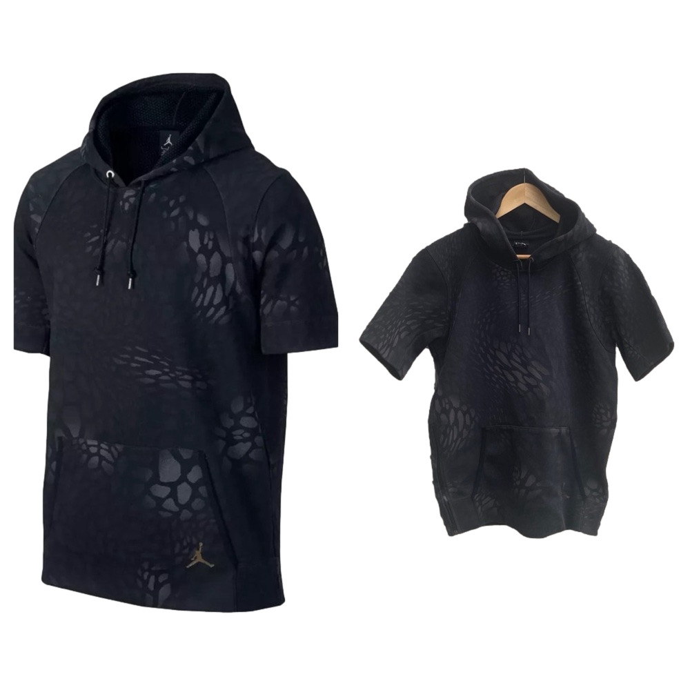 Nike Air Jordan XXX Blackcat Short Sleeve Hoodie Black Size Small